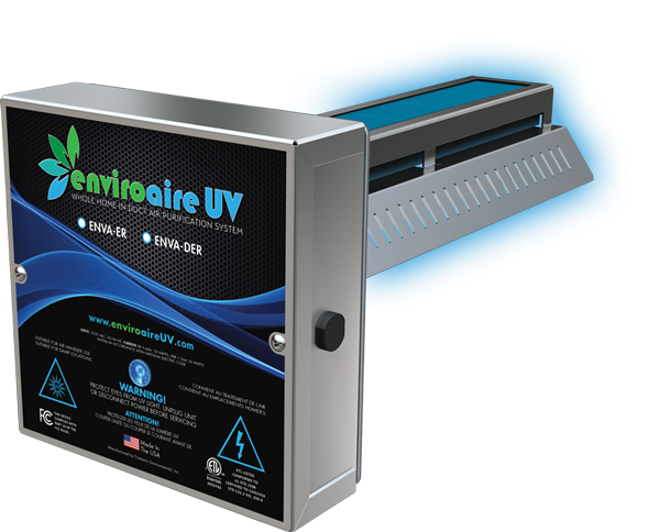 EnviroAire UV air purifier on white background.