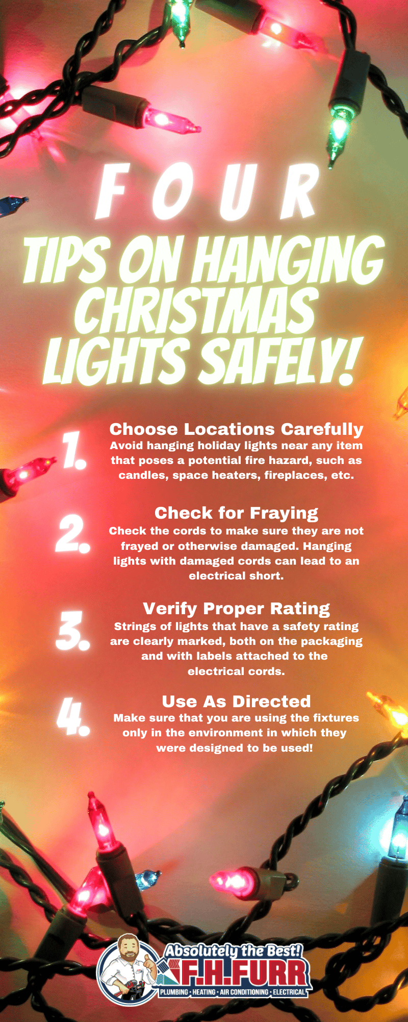 Infographic: Four Tips On Hanging Christmas Lights Safely!